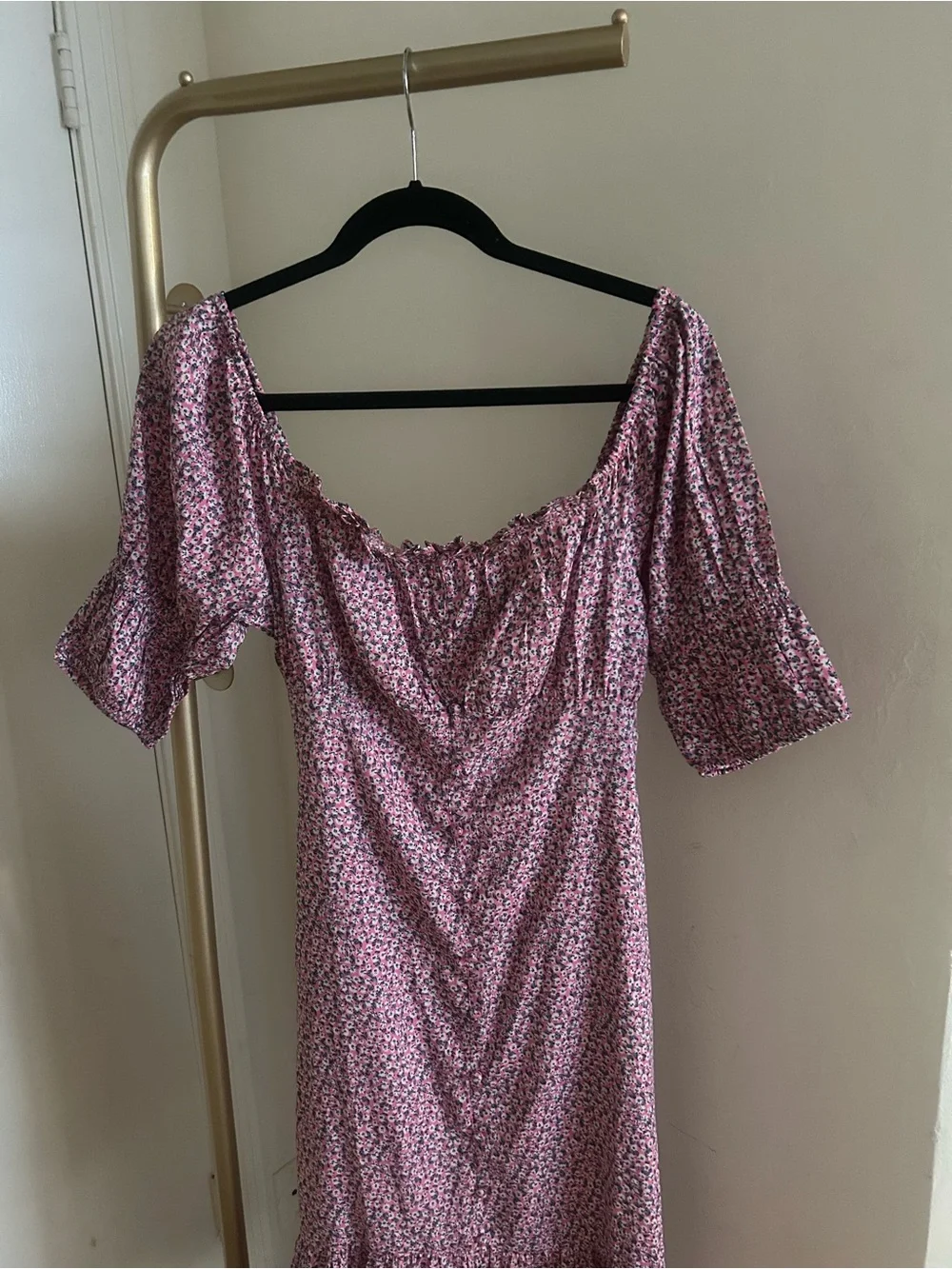 Influence Pink Floral Cottagecore Puff Sleeve Midi Dress - Picture 2 of 7